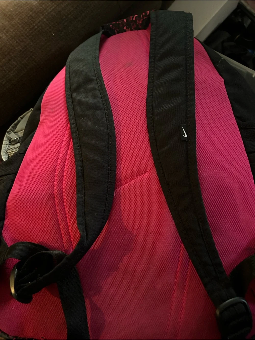 Nike Black Backpack with Pink Pattern Accents